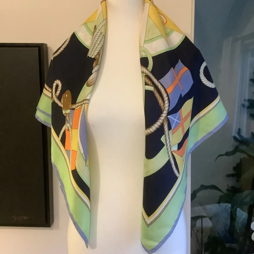 Vintage Talbots Silk Nautical Themed Scarf